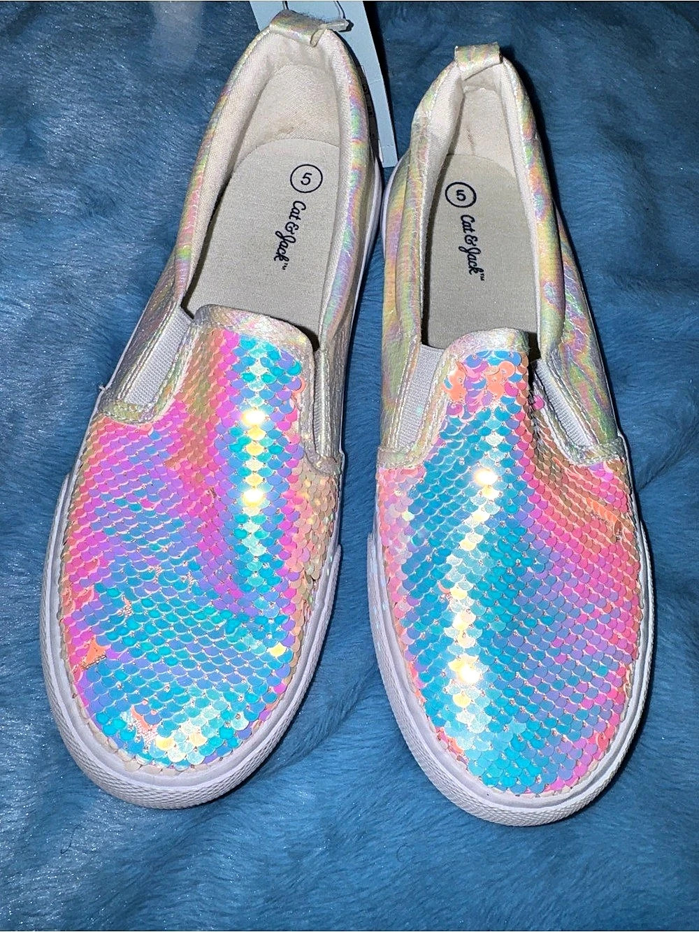 Cat & Jack Aliki Flip Sequin Slip-On Sneakers Girls US 5